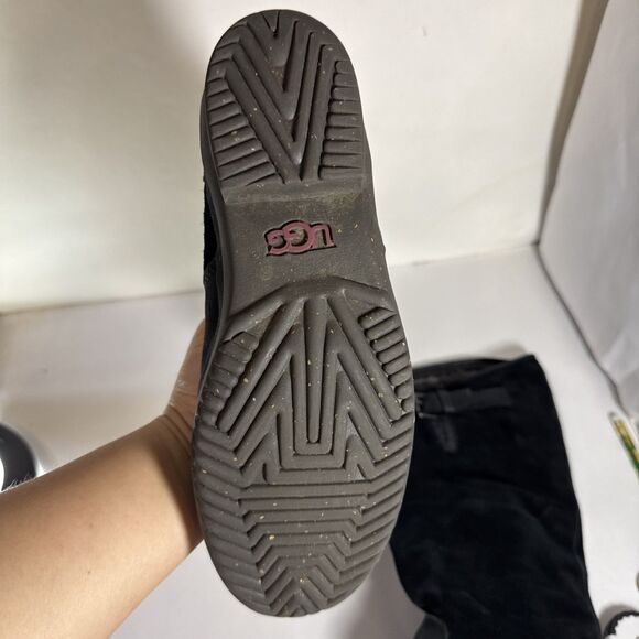 Ugg Thomsen Suede Leather Sheepskin Lined Waterproof Buckled Zip Boots Women Sz7 - Picture 8 of 10